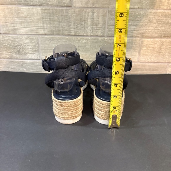 BANDOLINO Navy Logo Woven Padded Major Square Toe Wedge Heeled Sandal 9.5 M - Picture 8 of 11